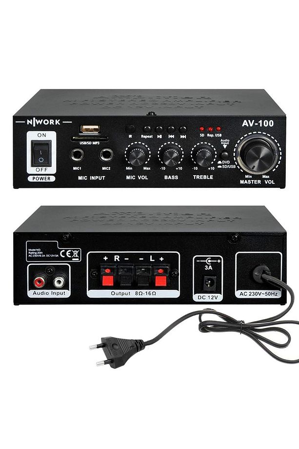 Nwork Av-100 Anfi 100 Watt 12v 220v Bluetooth Usb Sd - 1