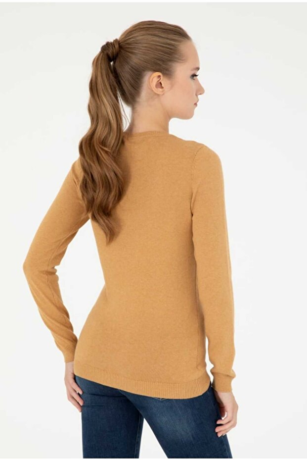 Kadın Antrasit V Yaka Basic Kazak - 5