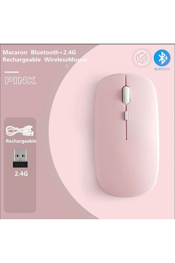 ŞARJLI MOUSE 2.4GHZ USB WİRELESS VE BLUETOOTH LU SESSİZ FARE İOS ANDROİD TABLET TELEFON UYUMLU - 1