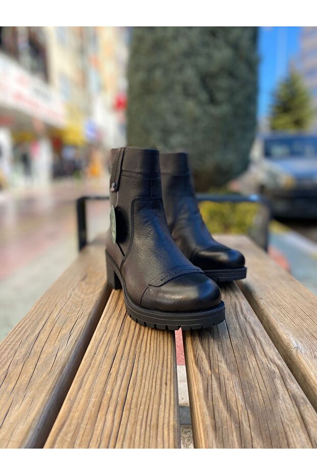 3371K Siyah Deri Klasik Bot - 4