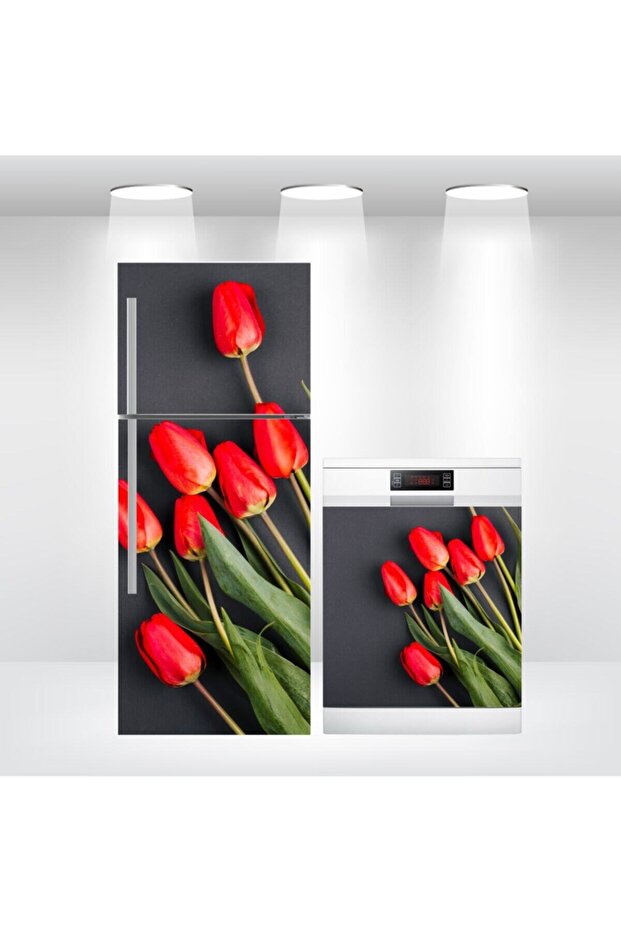 Refrigerator and Dishwasher Cover Self Adhesive Foil Covering Tulips
