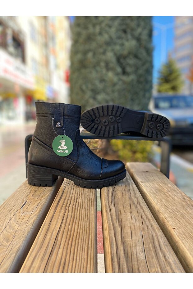 3371K Siyah Deri Klasik Bot - 3
