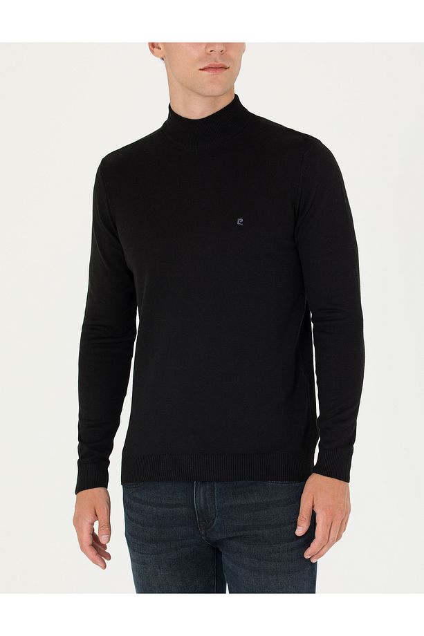 Siyah Slim Fit Yarım Balıkçı Yaka Basic Triko Kazak 50276502-VR046 - 6