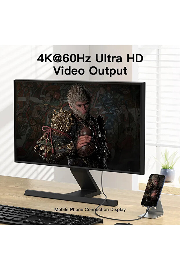 Type C To USB 3.2 Gen2 100W 5A Hızlı Şarj Data ve 4K Görüntü Aktarma Kablosu 20GBPS Gri 1 Metre - 5