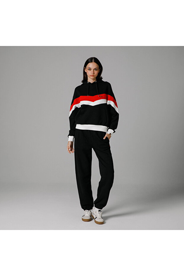 Oversize Kapüşonlu Kadın Sweat EF178-BK - 1