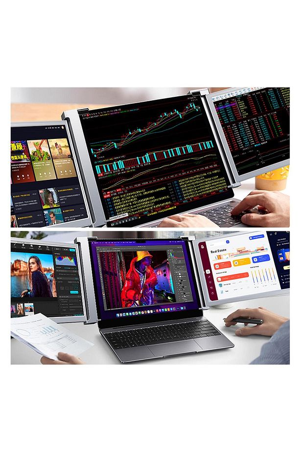 NPM20 15.4" FHD 1080p IPS Type-C Taşınabilir Dizüstü 2'li Monitör Çoklayıcı Notebook Monitör - 8