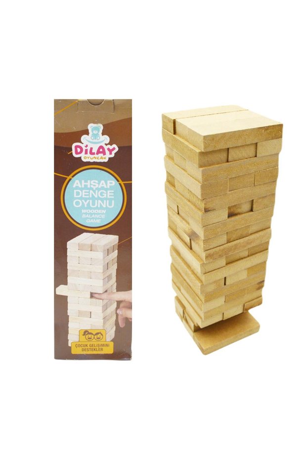 Dilay Toy Wooden Balance Game 54 Pieces, Jenga, Janga, Canga