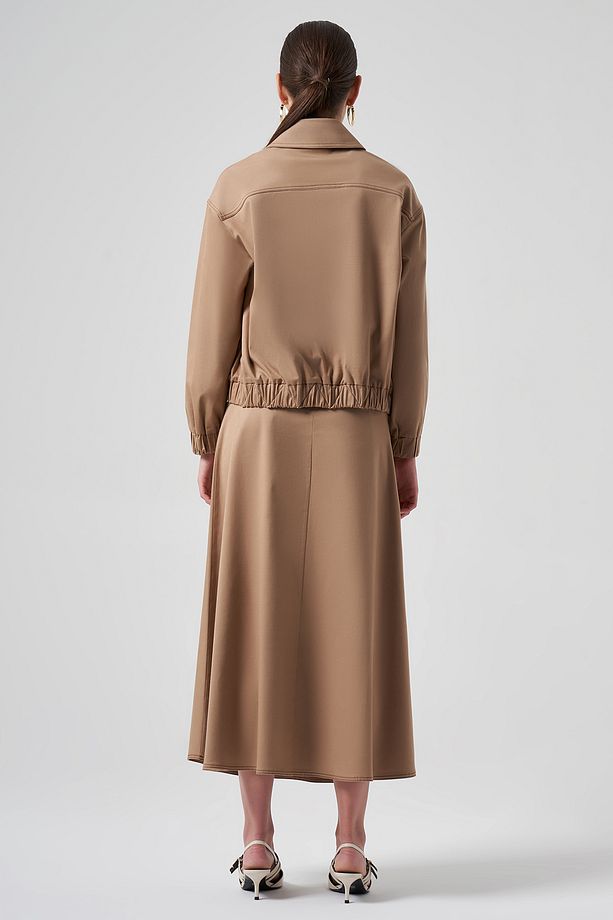 Fermuarlı Kısa Ceket 6027 Camel - 4