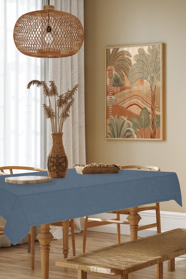 Tablecloth - Velvet Textured Series Indigo Care Free (Stain-Proof and Non-Wrinkle) Tablecloth