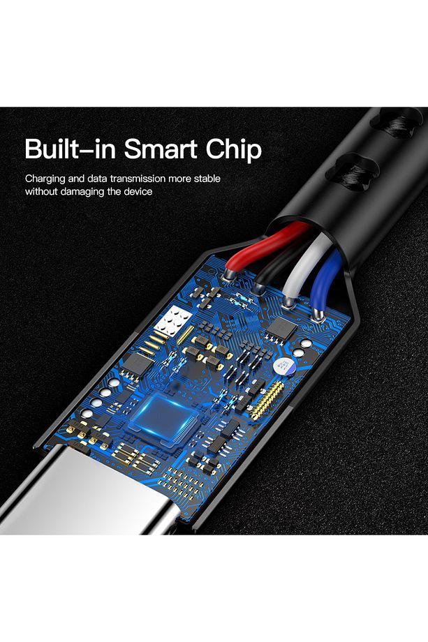 Usb A to Type C Halat Örgü Hızlı Şarj Veri Aktarma Kablosu Siyah 1 Metre - 7