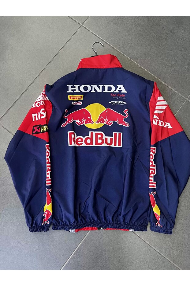 سترة رقيقة مقاومة للرياح باللون الأحمر والأزرق الداكن - 2