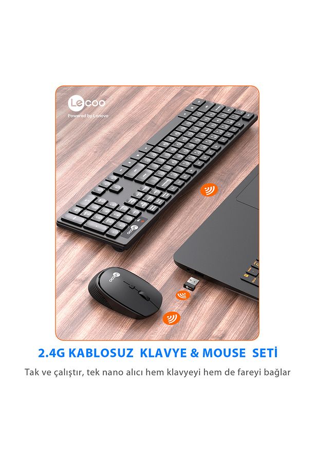 Km2001 Kablosuz Türkçe Q Klavye & Mouse Set Siyah - 3