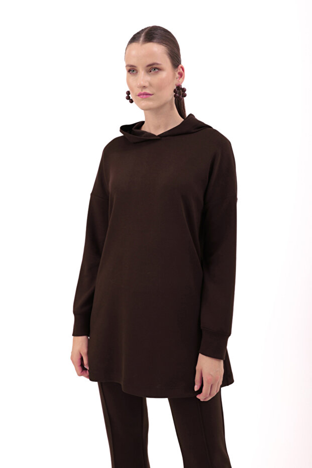Kapüşonlu Örme Sweat - 3