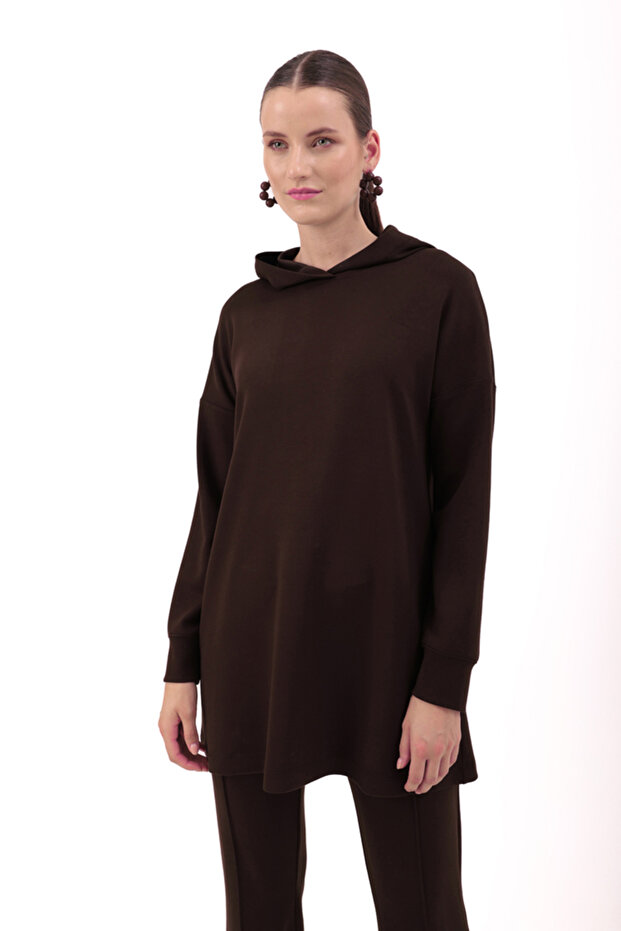 Kapüşonlu Örme Sweat - 4