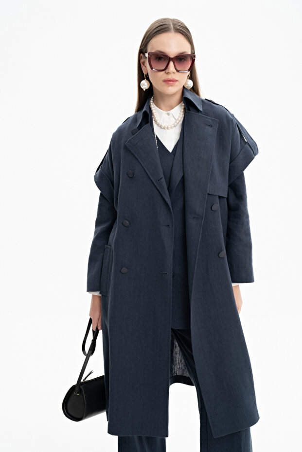 Apoletli Keten Yelek - 4