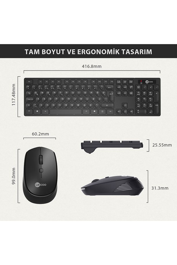Km2001 Kablosuz Türkçe Q Klavye & Mouse Set Siyah - 4