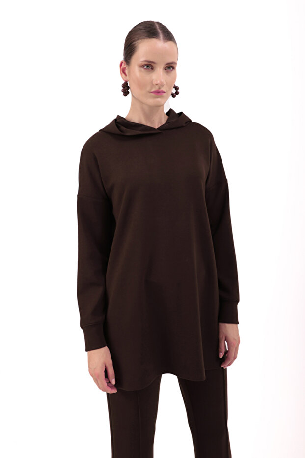 Kapüşonlu Örme Sweat - 2