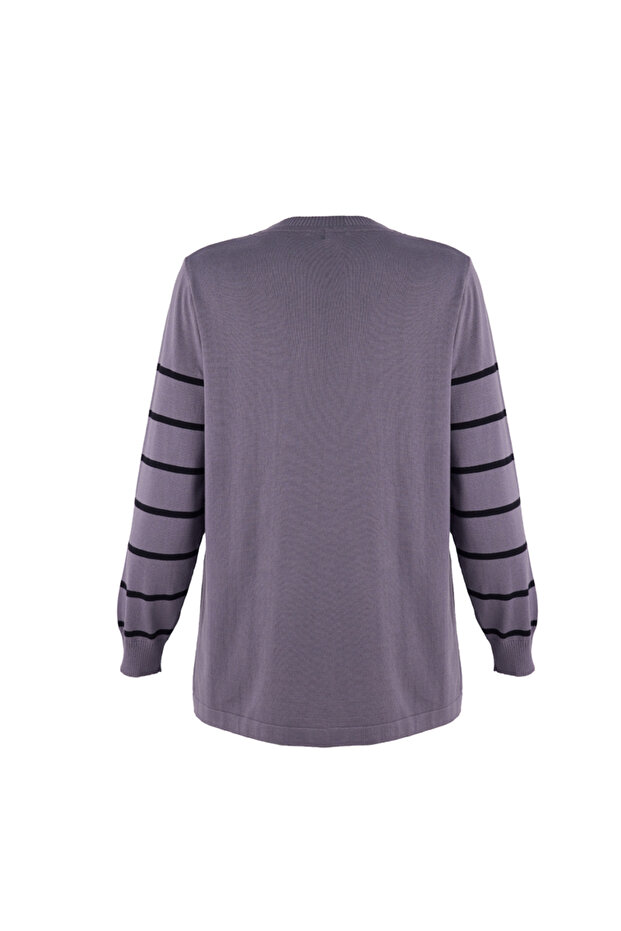 Çizgili Triko Bluz - 3