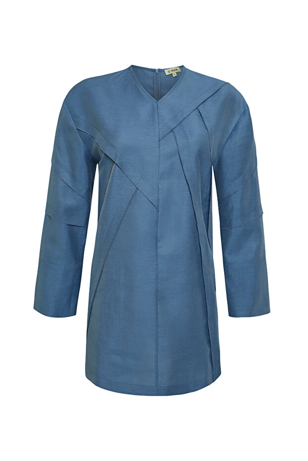 Dikiş Detaylı V Yaka Tunik - 1