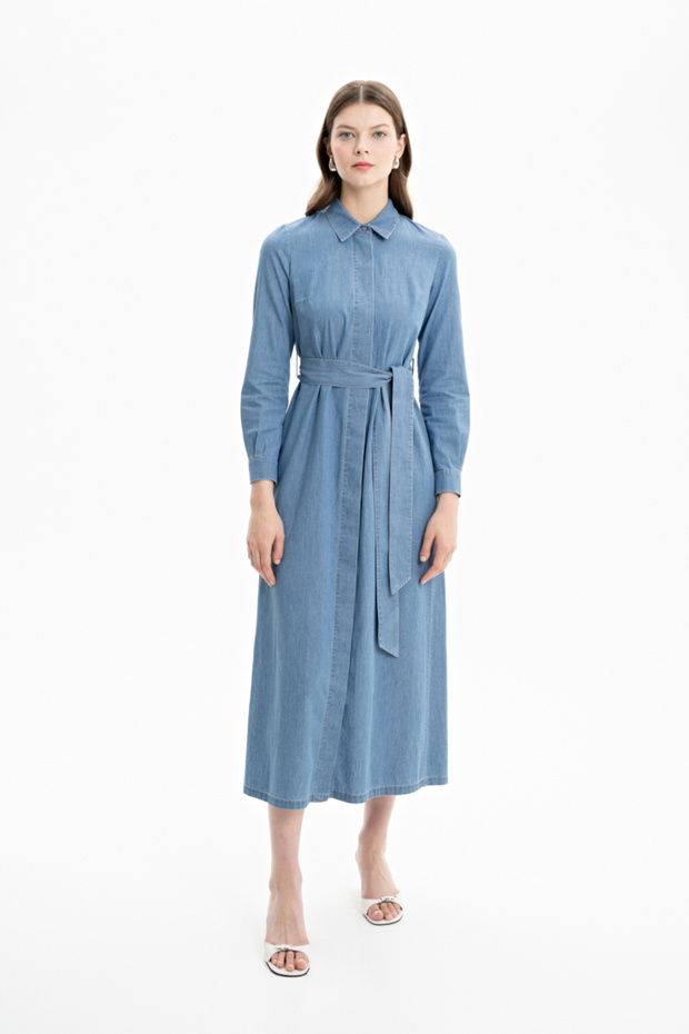 Jean Uzun Gömlek Elbise - 1