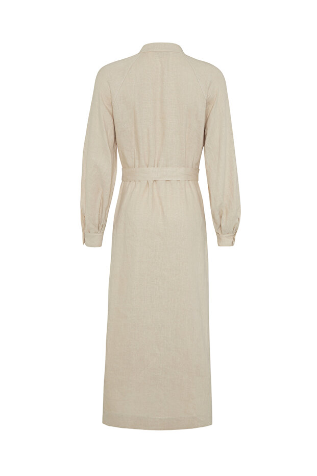 Hakim Yaka Keten Elbise - 3