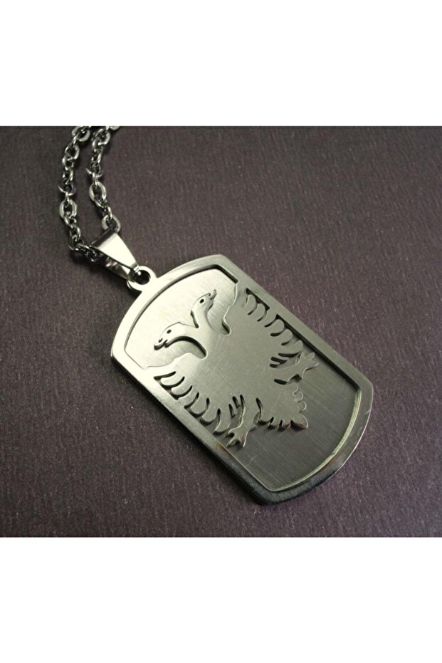 Men's Ottoman Albanian Eagle Steel Necklace Chain