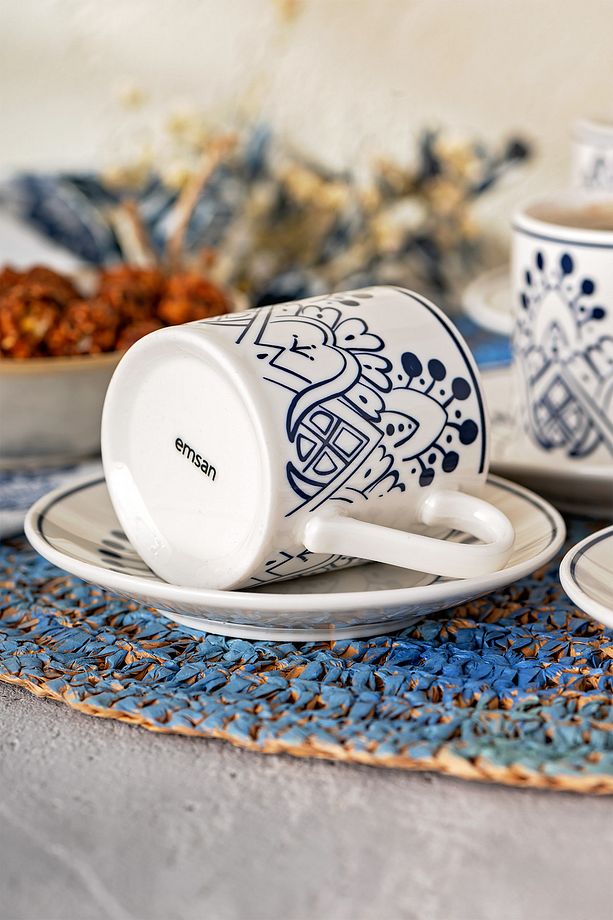 Soul New Bone 6 Kişilik Kahve Fincan Takımı 90 ml Mavi - 7