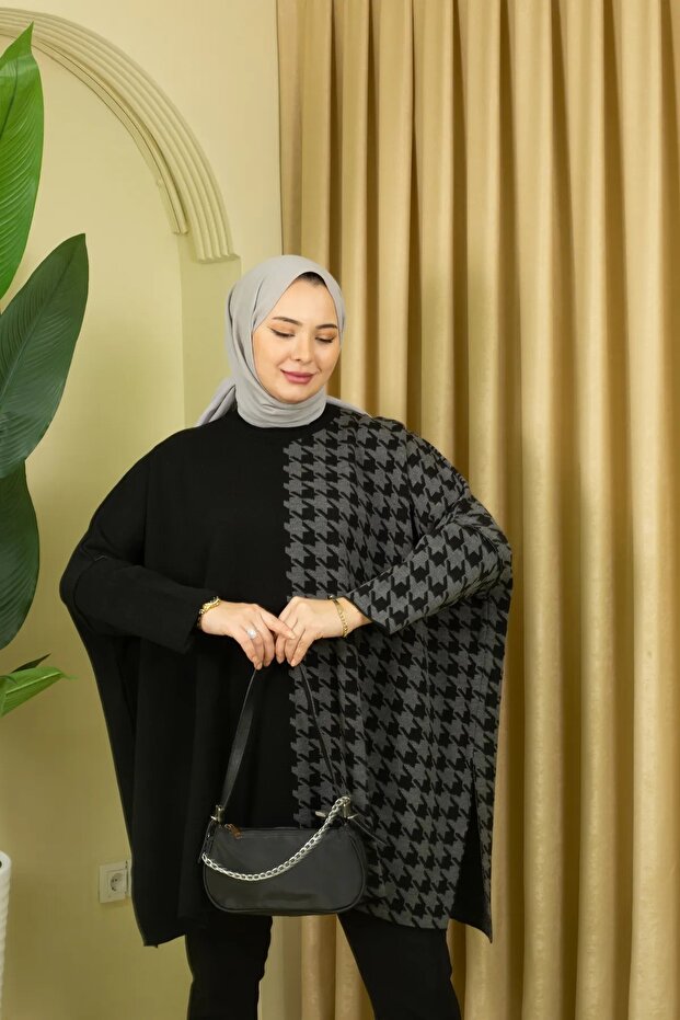 triko kaz ayağı panço tunik - 6