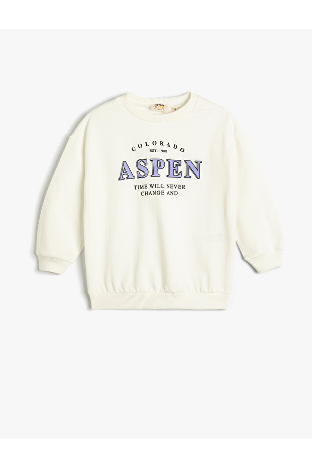 Sweatshirt Cotton Rose Gold Crew Neck Aspen Printed
