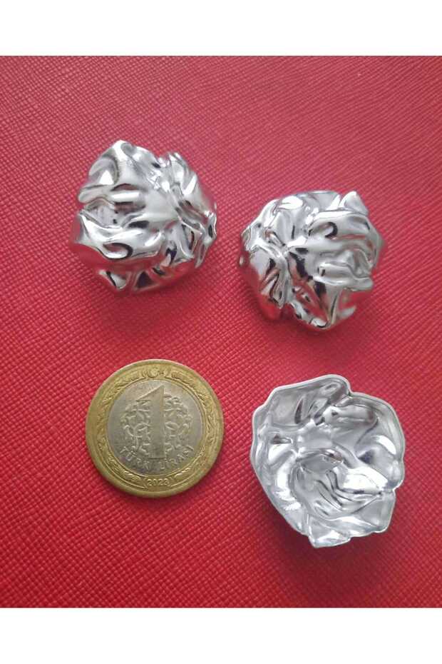 Special Design Silver Plated Metal Button 3 cm 1 Pack 3 Pieces