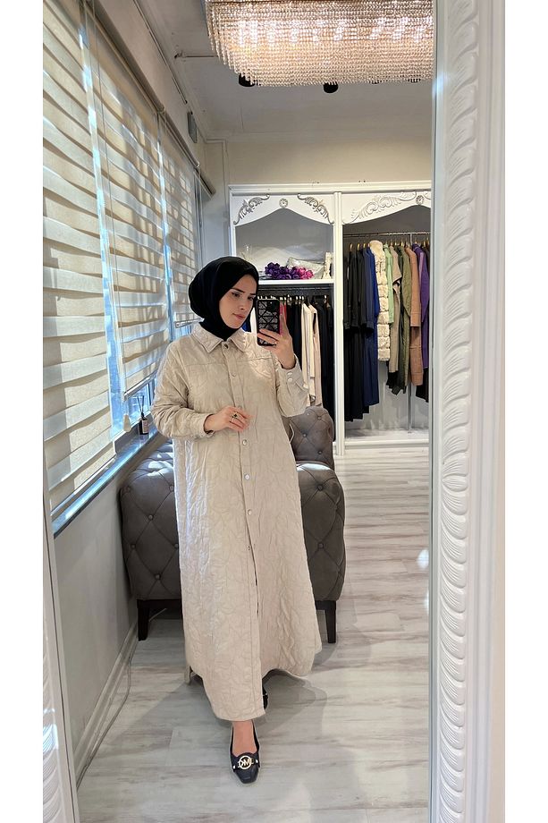 İNVEE 7039 Kapitone Kap - Bej - 2