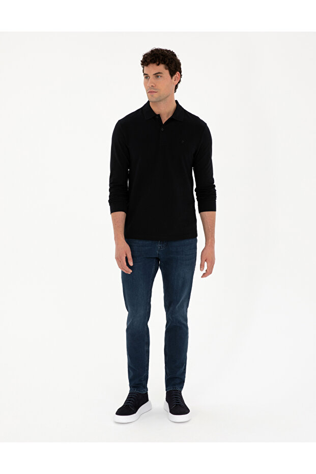 Siyah Slim Fit Basic Sweatshirt 50294438-VR046 - 4