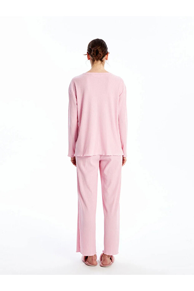 LCW DREAM Pembe V Yaka Kadın Pijama Takımı - 4