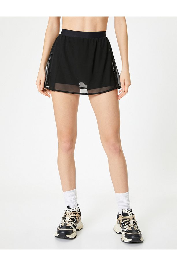 Spor Mini Tül Şort Etek Slim Fit - 3