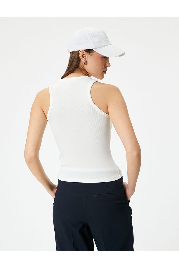 Fitilli Basic Üst Yuvarlak Yaka Viskoz Kumaş Slim Fit - 4