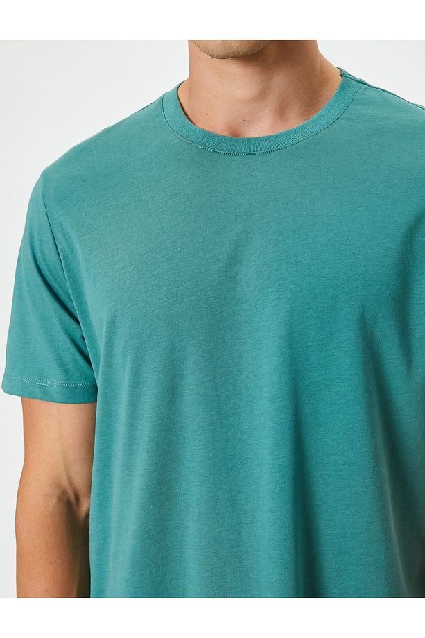 Basic Tişört Kısa Kollu Bisiklet Yaka Regular Fit Pamuklu - 5