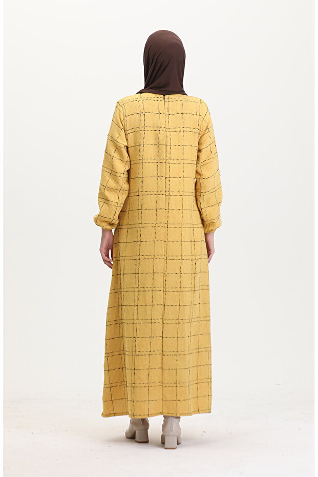 Tuvit Kareli Elbise 0531-04 Sarı - 5