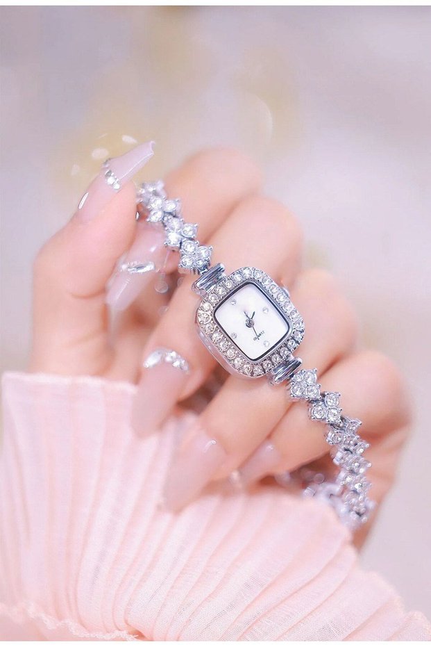 Silver Color Vintage Jewelled Wristwatch