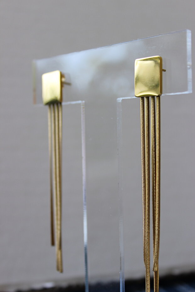 أقراط متدلية ذهبية مستطيلة - 4