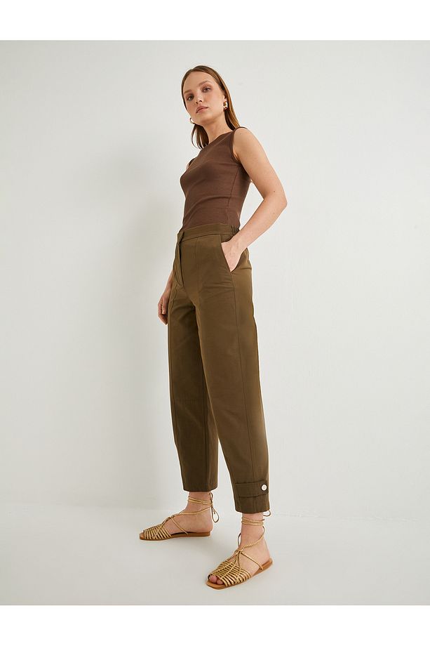 Jogger Pantolon Yüksek Bel Paça Detaylı - 2