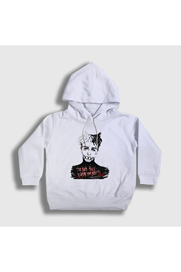 Unisex Kids White Hate Xxxtentacion Hooded Sweatshirt 47926tt