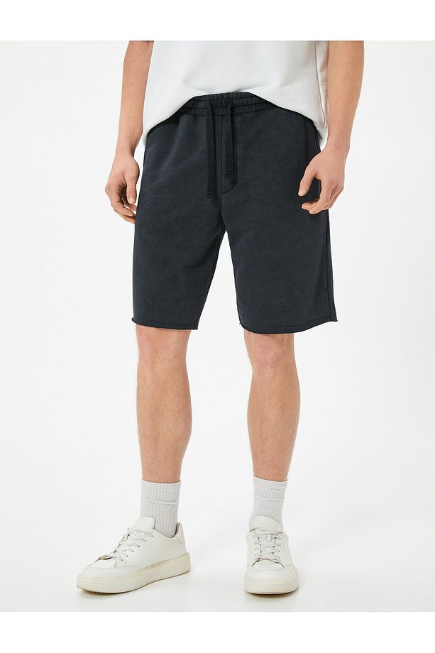 Oversize Şort Bermuda Yıkamalı Beli Bağcıklı Cepli - 3