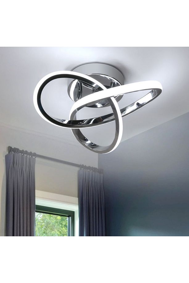 Modern Plafonyer Salon Mutfak Oturma Odası Avize Boomerang Led Avize Krom Beyaz Işık Ledli Avize - 1