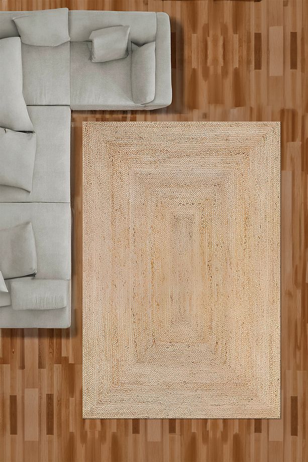 Dijital Kaymaz Taban Jüt Sade Modern Yıkanabilir Yolluk Mutfak Salon Halısı, JÜT-54-KREM, - 6