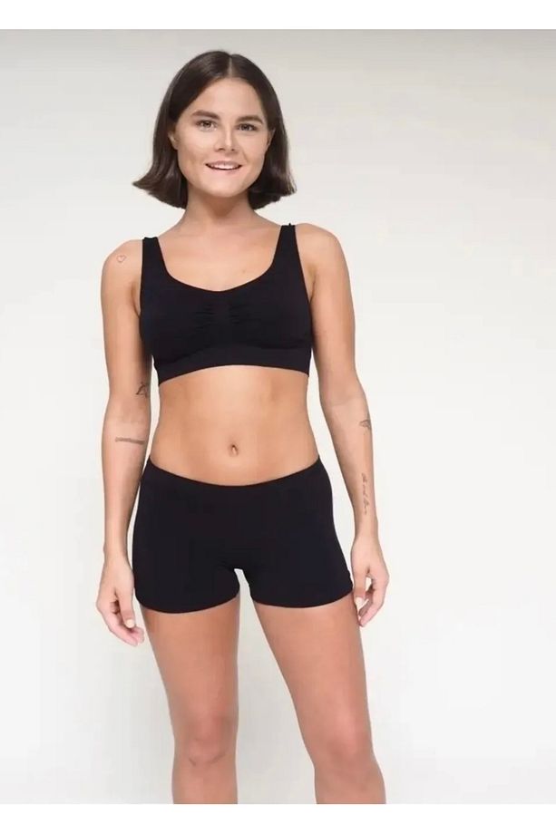 Seamless Siyah Elbise Altı Şort Boxer - 2