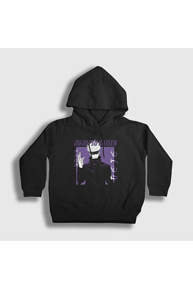 Unisex Kids Black Gojo Anime Jujutsu Kaisen Hooded Sweatshirt 130540Tt