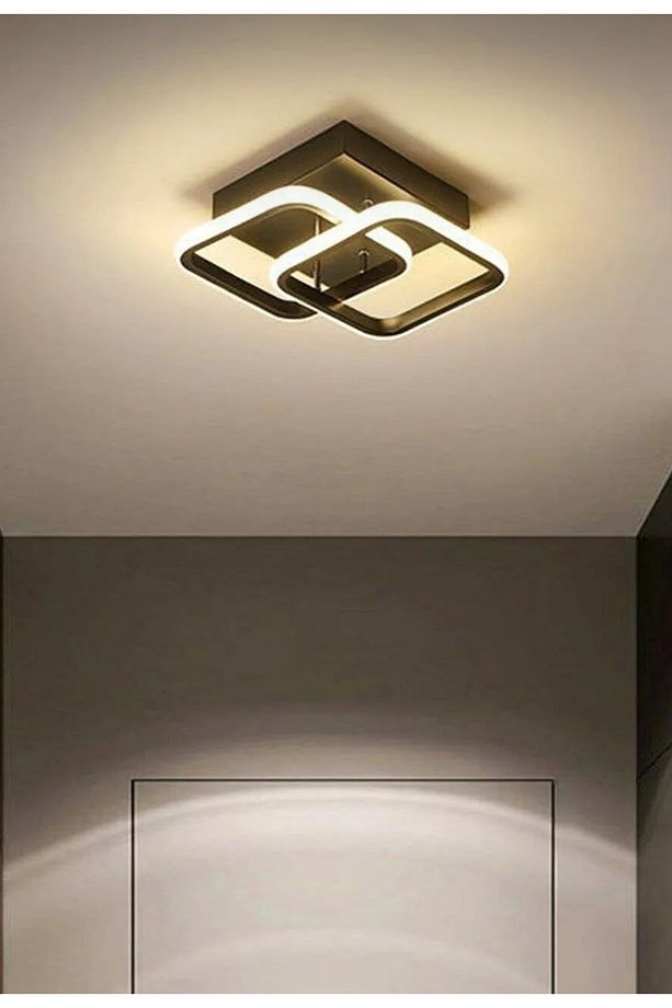 Modern Tasarım Square Plafonyer Tavan Led Avize Siyah Gövde Power Ledli Salon Hol Mutfak Avize - 2