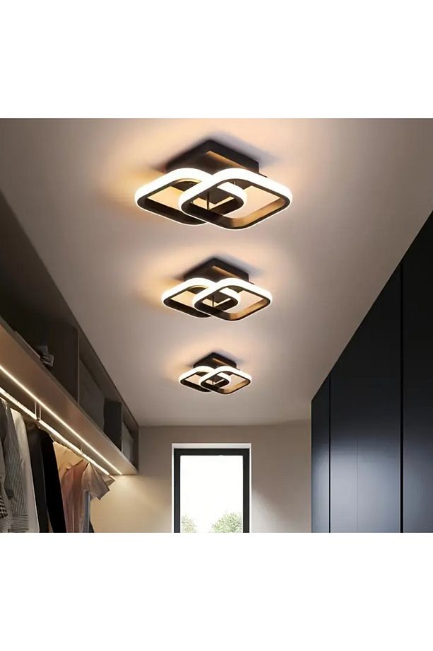 Modern Tasarım Square Plafonyer Tavan Led Avize Siyah Gövde Power Ledli Salon Hol Mutfak Avize - 5