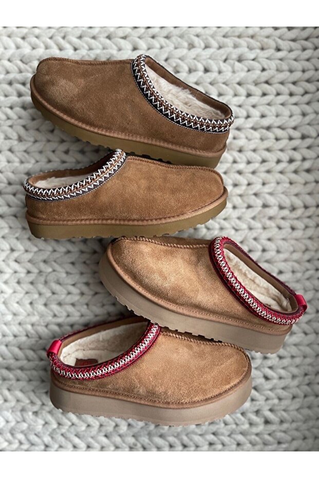 Bibury Kürklü Sabo Kadın Terlik - Taba - 3