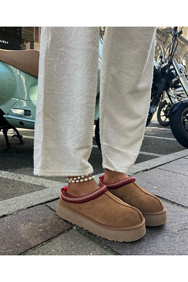 Bibury Kürklü Sabo Kadın Terlik - Taba - 2